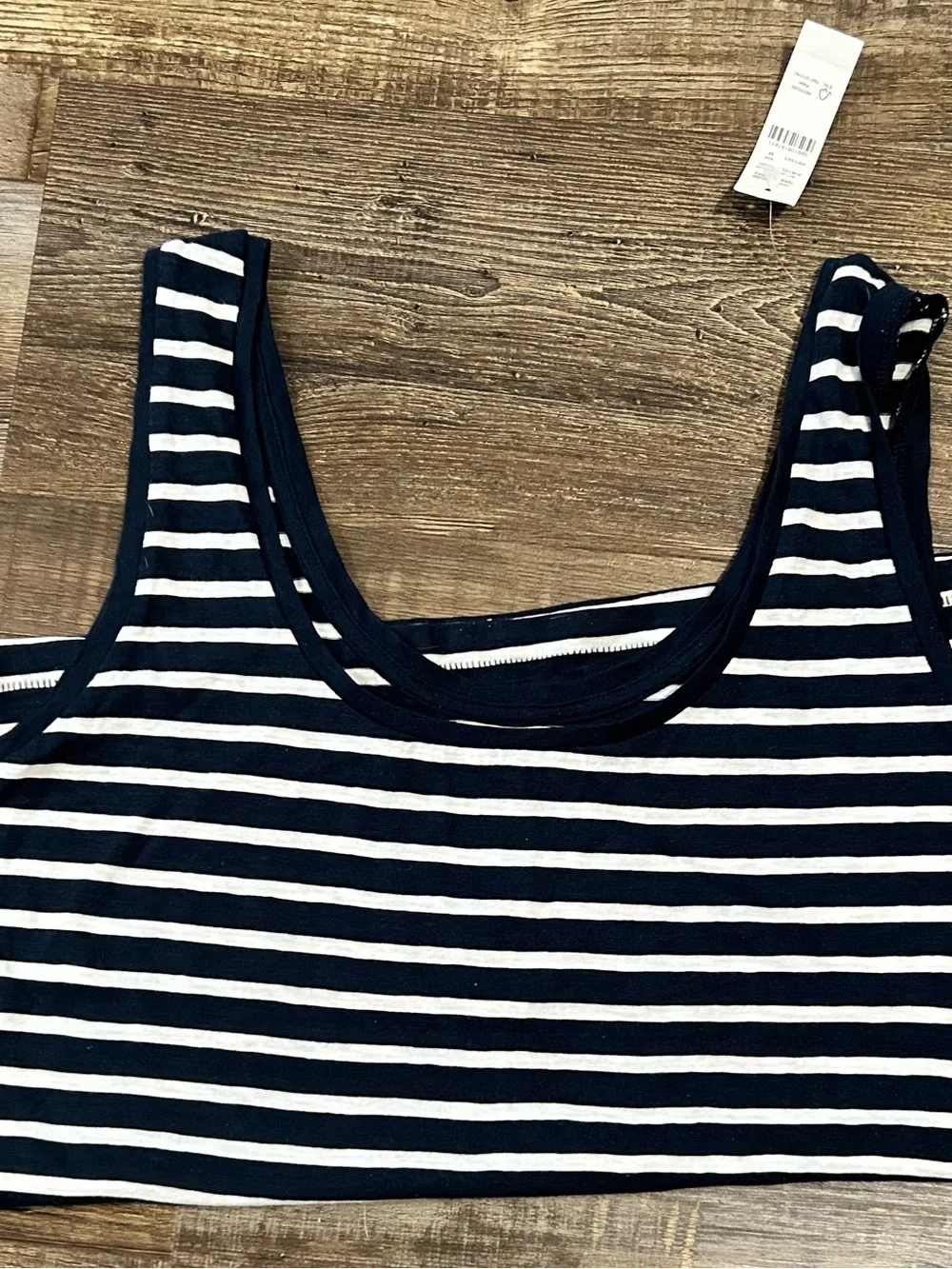 J.Crew Perfect Rib Scoopneck Navy and White Striped Tank Top